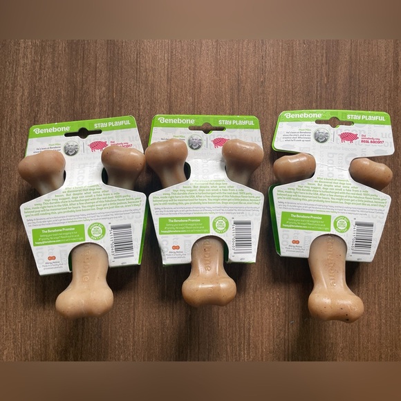 Bundle of 3 Benebone Wishbone Chew Toy for Dogs - bacon flavored, size small-NWT - Picture 2 of 8